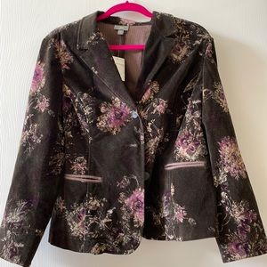 J Jill Brown floral blazer